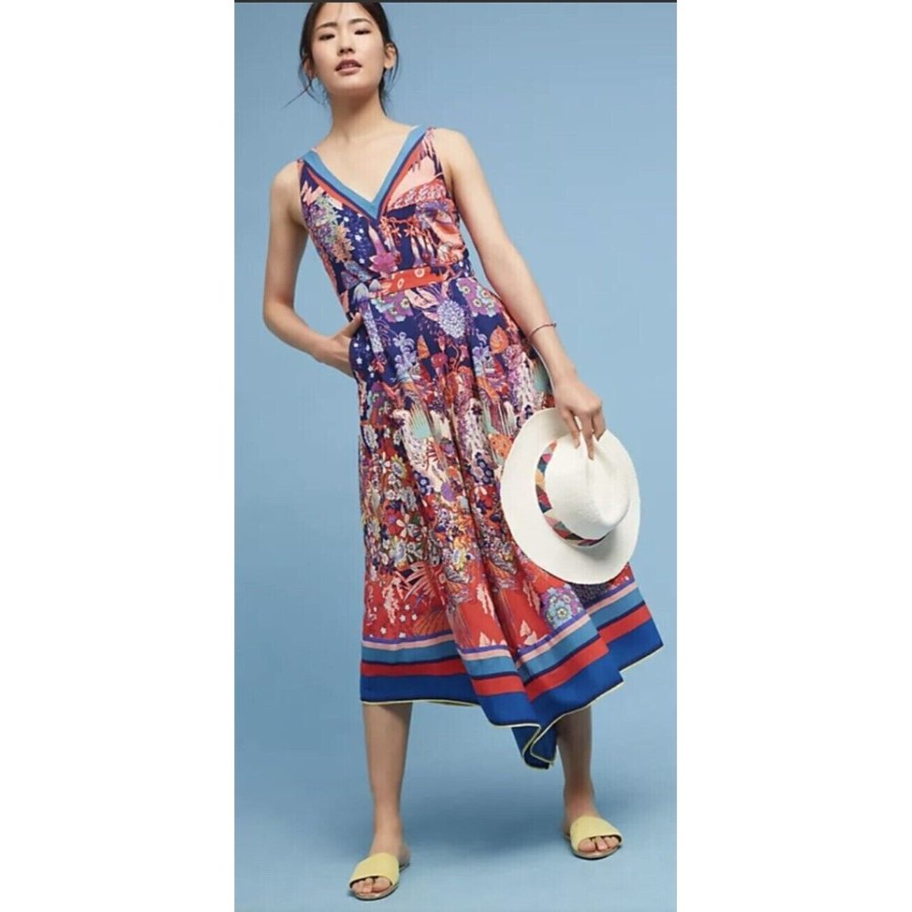 EUC Maeve Anthropologie Iris Floral Sleeveless Jumpsuit Size 2 romper dress